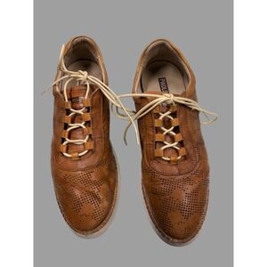 Pikolinos Leather Oxford Shoes Brown Perforated Lace Up Comfort EU 39‎